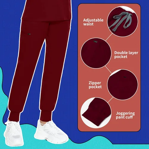 Miniatura 11 de VIAOLI Conjunto de ropa quirúrgica para mujer, camiseta con cuello en V y pantalones médicos tipo cargo para mujer, 10 bolsillos