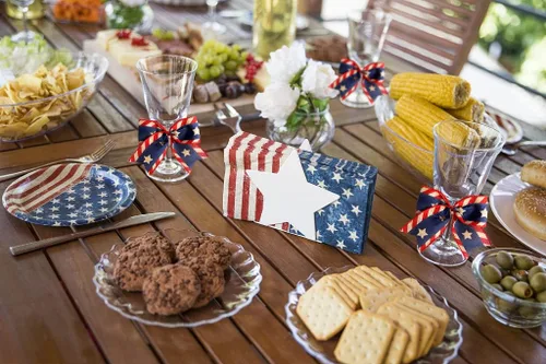 Miniatura 4 de ALIBBON 10 lazos patrióticos para corona, lazos de corona del 4 de julio, lazos de estrella a rayas diagonales, adornos de corona para decoración