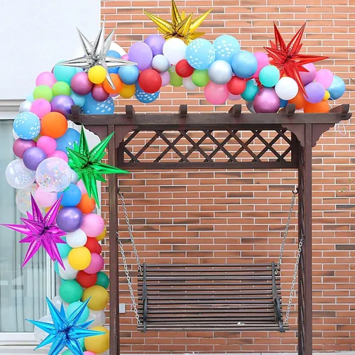 Miniatura 6 de 72 unidades de globos de estrella, grandes globos de cono de estrella metálicos de 26 pulgadas, globos de papel de aluminio de explosión colorida