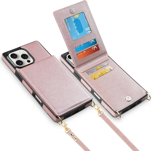 Miniatura 14 de Vofolen Funda para iPhone 11 con tarjetero con bloqueo RFID, correa ajustable, cierre magnético, resistente, a prueba de golpes, funda protectora