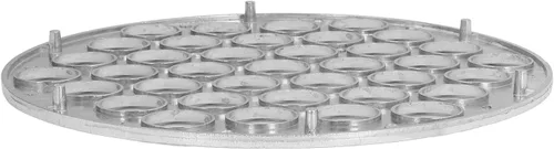 Miniatura 9 de Cyrank Molde de bola de masa para ravioles, 37 agujeros para hacer albóndigas rusas Pelmeni, molde de metal para hacer albóndigas ravioles