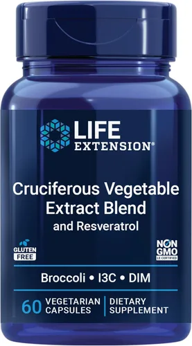 Life Extension Extracto vegetal crucífero y resveratrol, brócoli, repollo, resveratrol, apoya la protección celular, sin gluten, sin OMG,