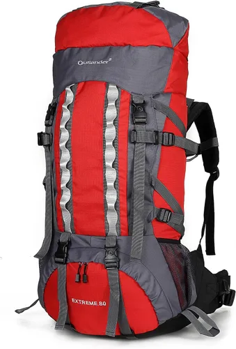 Miniatura 7 de Mochilas de marco interno 80L con cubierta de lluvia Mochila de senderismo al aire libre Bolsa de trekking impermeable, Verde militar, Mochila
