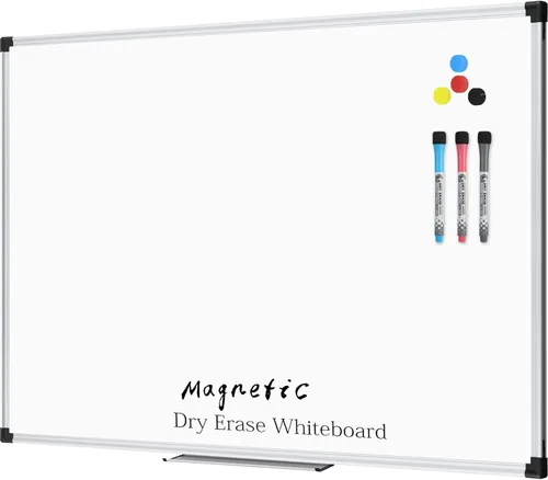 XBoard Pizarra blanca magnética de borrado en seco de 48 x 36 pulgadas, 4 x 3 pies, pizarra blanca de alta calidad para pared con bandeja de