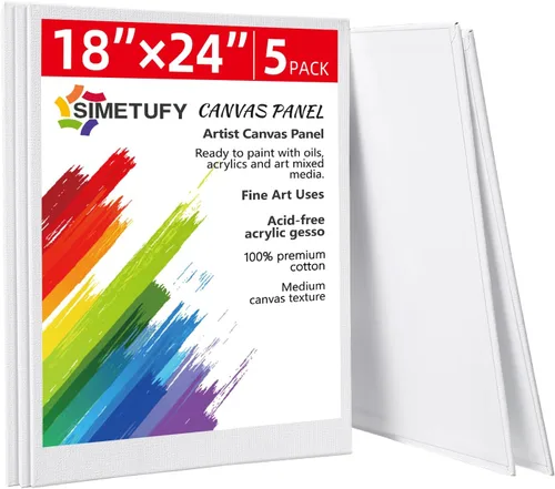 Miniatura 20 de Simetufy Paquete de 12 tableros de lienzo de 9 x 12 pulgadas para pintar paneles de lienzo, imprimados con gesso sin ácidos, 100% algodón