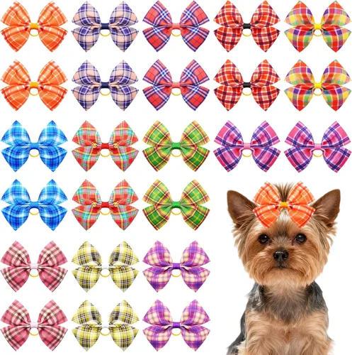 Miniatura 12 de 24 piezas/12 pares 10 cm Lazos para el pelo de perro grande con fruta de verano para perros de raza grande Bandas elásticas Lazo de pelo de perra