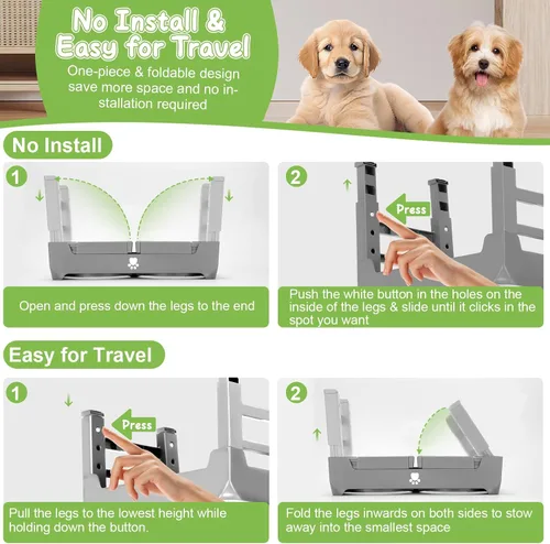 Miniatura 6 de Soporte elevado para cuenco para perros con 2 cuencos de acero inoxidable, altura ajustable para perros medianos y grandes, comedero plegable de Gris