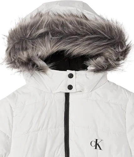 Miniatura 3 de Calvin Klein Chaqueta larga con capucha y forro polar para niñas