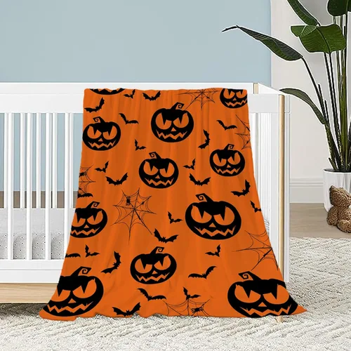 Miniatura 25 de Manta de Halloween – Manta pequeña de calavera vintage para niños y adultos, ligera, esponjosa, suave y acogedora manta de vellón para sofá, cama