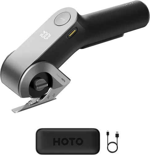 HOTO EdgeFlow - Tijeras eléctricas inalámbricas, hoja de titanio autoafilable, cortador de cartón eléctrico de pantalla inteligente, modo de impulso