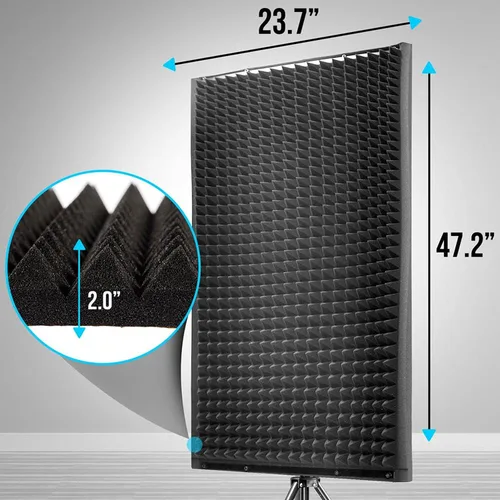 Miniatura 3 de Pyle Panel de aislamiento de micrófono con soporte de trípode de altura ajustable - Pared de amortiguación de sonido de espuma de alta densidad de 2