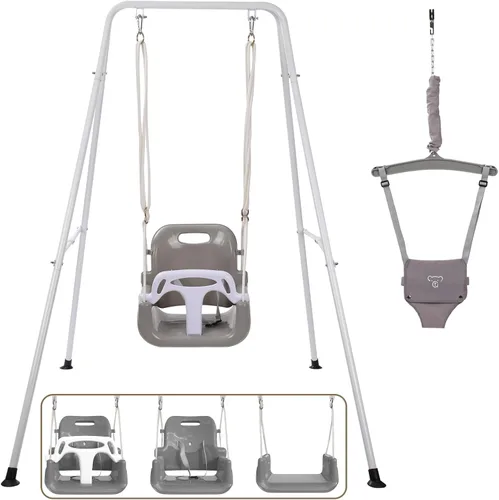 Taleco Gear 2 en 1 columpio para niños pequeños y saltarín, juego de columpio para interior/exterior, saltarines y rebotadores para bebés, fácil de