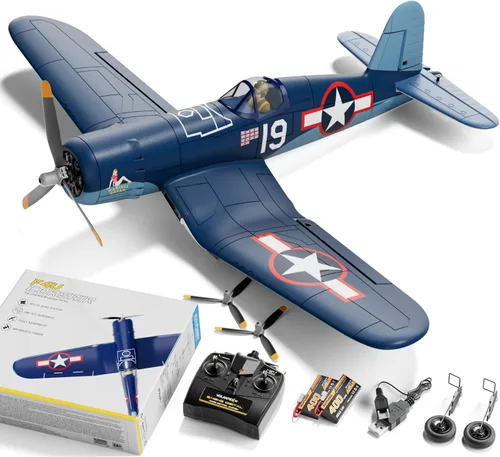 LEAMBE Avión RC sin escobillas de 4 canales F4U Corsair 500mm, avión a control remoto de combate RTF con giroscopio de 6 ejes, 3 modos y acrobacias