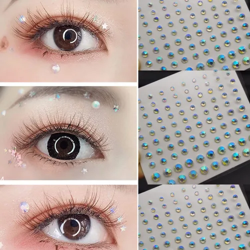 Miniatura 7 de Pegatinas de diamantes de imitación de acrílico autoadhesivas para maquillaje de rostro, cara y rostro, gemas para mujeres, accesorios de festival