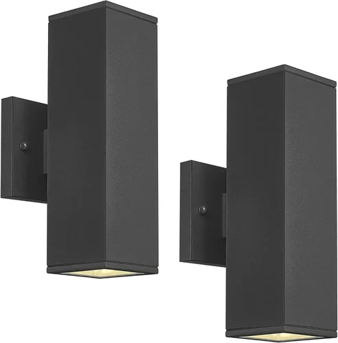 Miniatura 10 de Ken & Ricky Apliques de pared para exteriores, moderna lámpara exterior arriba y abajo, lámpara exterior cuadrada con acabado blanco lijado, 1