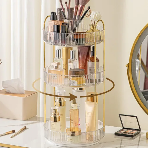 Miniatura 12 de Aveniee Organizador de maquillaje giratorio de 360 grados para tocador, organizadores de baño mejorados para perfume y cuidado de la piel