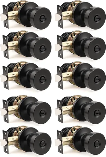 Miniatura 24 de Orger Paquete de 1 pomo de puerta interior negro mate, perilla de puerta de privacidad reversible con cerradura, pomo redondo sin llave para baño