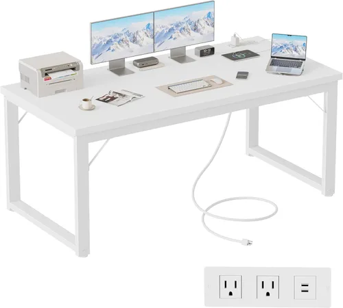 Miniatura 41 de Mericonia Escritorio para computadora de 40 pulgadas, escritorio ejecutivo moderno y grueso, mesa de escritura simple resistente para el hogar, roble