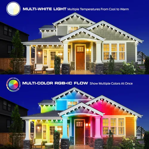 Miniatura 7 de Luces exteriores permanentes inteligentes Monster, 50 pies, 36 luces LED para aleros, RGB+IC+WW, resistentes al clima y al agua, control por