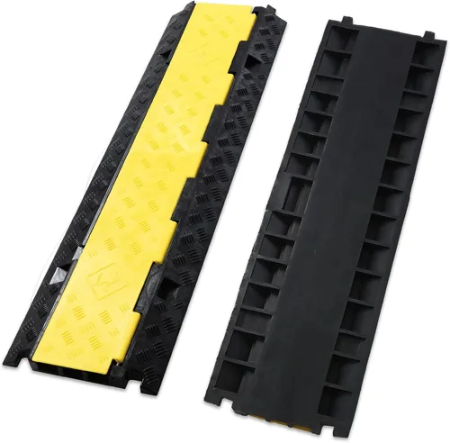 Miniatura 9 de CXRCY Rampa de cable, 1 paquete de 5 canales, protector de cable de goma de PVC, capacidad de 18,000 libras, resistente, protección de canales