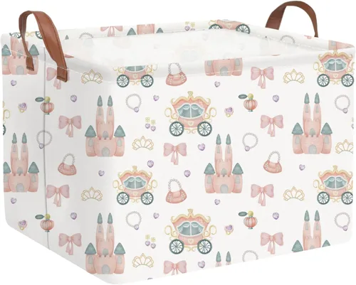 Miniatura 32 de FXOLCSHE - Canasta rectangular rosa de alpaca, canasta de lavandería impermeable plegable para guardería, canasta de juguetes para habitación