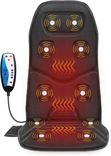 Miniatura 11 de COMFIER - Masajeador de espalda con calor, cojín de masaje para silla con 10 motores de vibración, soporte lumbar ajustable, masajeador de silla
