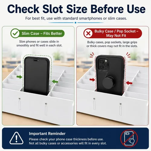 Miniatura 8 de XICHENGSHIDAI Soporte para teléfono celular con 24 ranuras para aula, caja de almacenamiento de teléfono con aspecto de madera y organizador de Negro