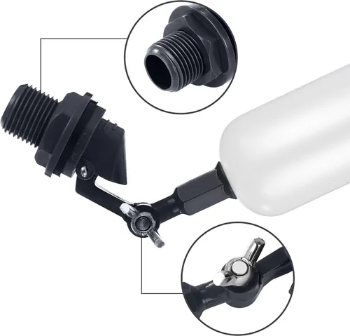 Miniatura 6 de Paquete de 2 válvulas de bola de flotador de brazo ajustable para control automático del nivel de agua en canales de agua para ganado, acuarios