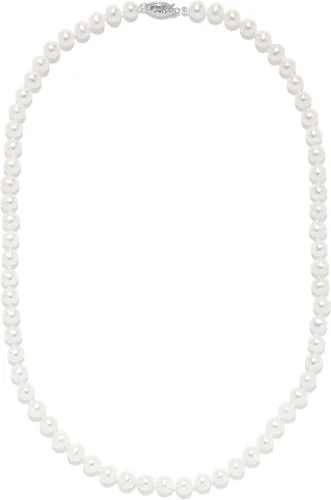 Collar de perlas blancas cultivadas de agua dulce AAAA de oro de 14 quilates con nudos de seda de 18 pulgadas, tamaño de perla y corchete de color
