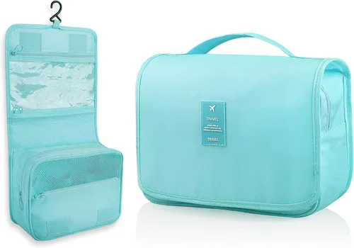 Miniatura 13 de Neceser colgante, organizador de viaje de gran capacidad para artículos de tocador, tela Oxford impermeable, bolsa de cosméticos de viaje con gancho