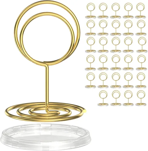 Miniatura 10 de 30 piezas de soportes para números de mesa con base, soportes para tarjetas de lugar, soportes de alambre para fotos, soportes pequeños