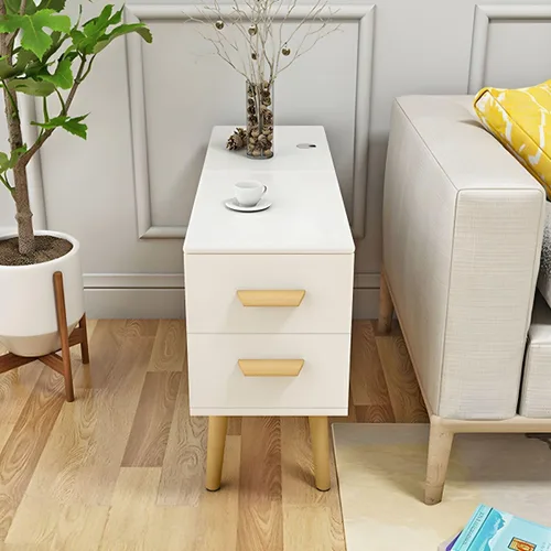 Miniatura 11 de Mesa auxiliar, mesa auxiliar de madera moderna con cajones y gran almacenamiento para almacenamiento compacto, muebles de oficina en casa, 1 natural