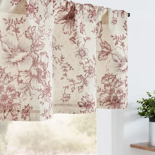 Miniatura 17 de jinchan - Cenefa de lino con borde de encaje, cenefa rústica de estilo granja para ventana de 16 pulgadas, tratamiento para ventana pequeña