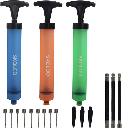 Miniatura 13 de SKOLOO Kit de inflador de bomba de aire portátil de 10 pulgadas con aguja, boquilla, manguera de extensión para fútbol, baloncesto, fútbol