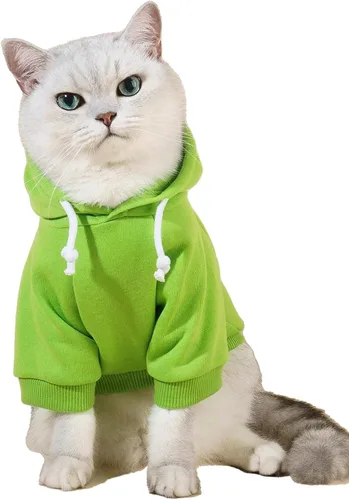 Miniatura 16 de QWINEE Sudadera Básica con Capucha para Perro Suéter para Cachorro Disfraces Cálidos para Gato Ropa para Mascotas para Chihuahua Cachorro Gatito