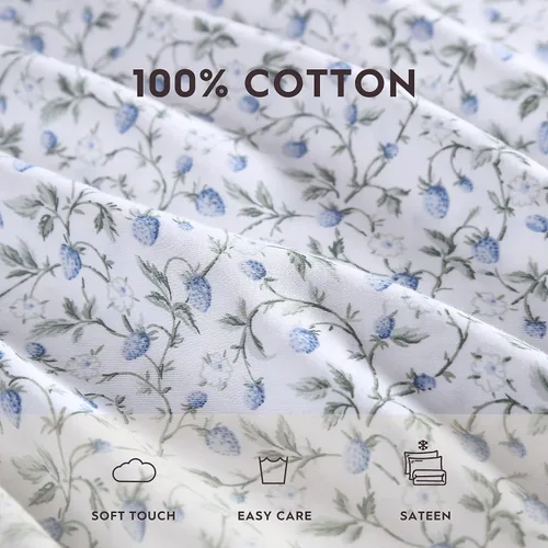 Miniatura 9 de Laura Ashley - Juego de sábanas Queen, Sábanas de cama extremadamente suaves con una sensación ligera y naturalmente sedosa de algodón satinado