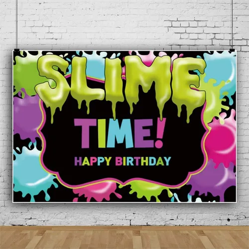 Miniatura 3 de Fondo de fotografía con tema It's Slime Time, de 5 x 3 pies, grafiti colorido, fiesta, baby shower, recién nacido, para niños, salpicaduras