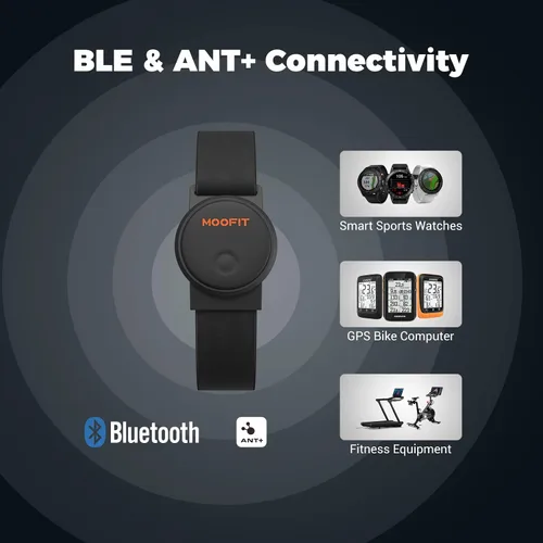 Miniatura 3 de moofit Brazalete con monitor de frecuencia cardíaca HW401, resistente al agua IP67, compatible con Bluetooth/ANT+, pulsera con sensor de frecuencia