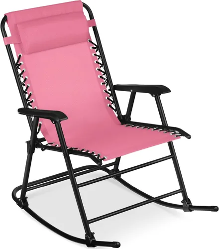 Miniatura 12 de Best Choice Products Silla mecedora plegable para exteriores, Silla de gravedad cero, Silla balancín para patio con reposacabezas, color rojo carmesí