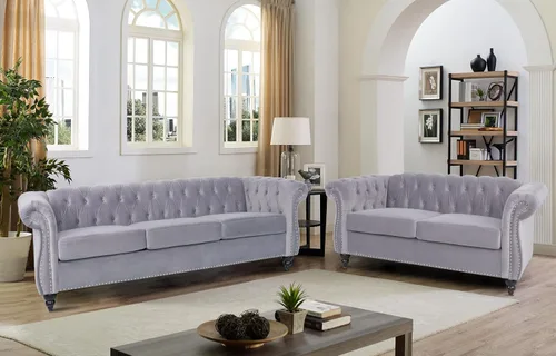 Miniatura 10 de RARZOE Chesterfield - Juego de sofá biplaza, beige, espuma, 1+2 plazas, 67 pulgadas de ancho x 32 pulgadas de profundidad x 27 pulgadas de alto