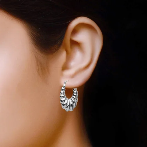 Miniatura 3 de LeCalla Paquete de aretes de plata de ley Juego antiguo de 2 pares de aros para mujer, Plata de ley