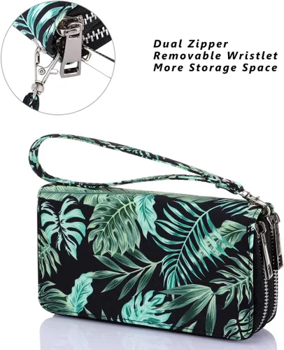 Miniatura 4 de HAWEE - Cartera para teléfono celular, con dos cierres y correa larga extraíble para la muñeca, para mujer