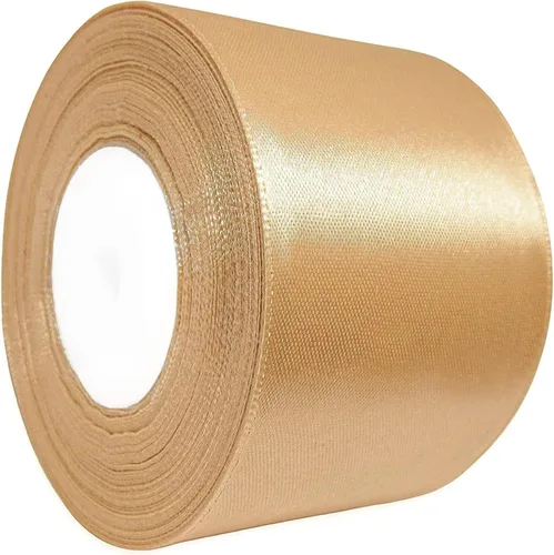 Cinta de satén beige para manualidades y envoltura de regalos, 2 pulgadas de ancho x 25 yardas, rollo de cinta de tela beige sólido para lazos,