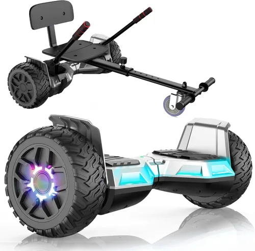 Miniatura 10 de SISIGAD Accesorio para asiento de scooter, 6.5 pulgadas, auto equilibrante, Go Kart, con Bluetooth y luces LED 6.5" negro+negro