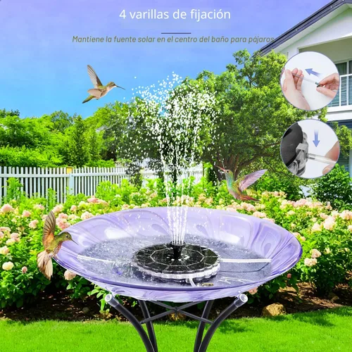 Miniatura 5 de Yzert Fuente solar de luces de anillo colorido, fuente de agua solar 2026 de 3.5 W con batería de 2000 mAh, bomba de fuente solar para baño