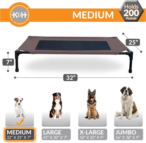Miniatura 5 de K&H PET PRODUCTS - Cuna elevada para mascotas con centro de malla, varios tamaños Malla Chocolate/Negro