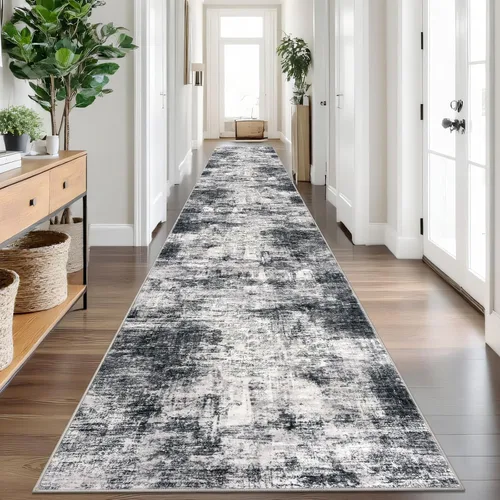 Miniatura 183 de IOHOUZE Alfombra pequeña abstracta de 2 x 3 pies, alfombra de entrada lavable para entrada interior, alfombras con respaldo de goma, alfombra gris