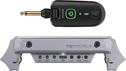Pastilla inalámbrica para guitarra acústica recargable magnética y micrófono pastilla de boca de sonido para guitarra acústica con control de Gris