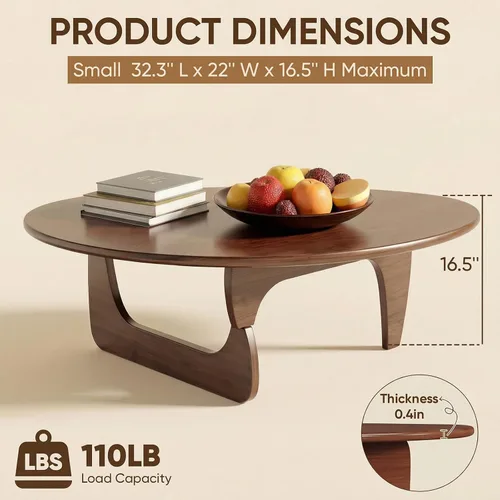 Miniatura 2 de SoulNest Mesa de centro pequeña de mediados de siglo, mesa de centro de nogal para sala de estar, adecuada para sala de estar, sala de recepción u
