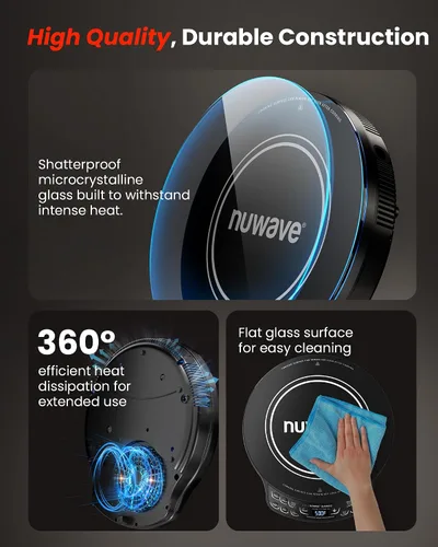 Miniatura 8 de Nuwave - Placa de inducción portátil Diamond con sonda, quemador de encimera avanzado, 91 temperaturas desde 100 °F hasta 500 °F, vidrio cerámico a